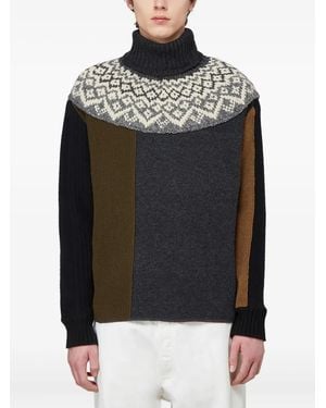 Pringle of Scotland Fair Isle Panelled Turtleneck Jumper - Black