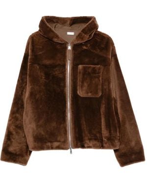 UTZON Hooded Chest-Pocket Reversible Jacket - Brown
