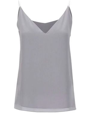 Eleventy Slim Strap V-Neck Top - Grey