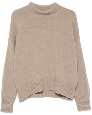 Aragona Turtleneck Ribbed-Trim Sweater - Natural