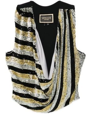MITILIANE COUTURE Sequined Striped Top - Black
