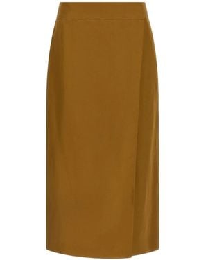 Alberto Biani Wrap Asymmetric-Closure Midi Skirt - Natural