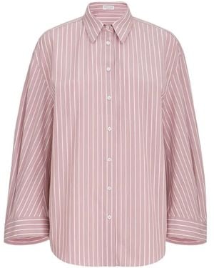 Brunello Cucinelli Striped Cotton Poplin Shirt - Pink