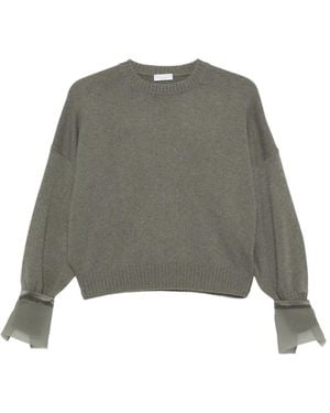 Brunello Cucinelli Jersey Con Aplique Monili - Verde
