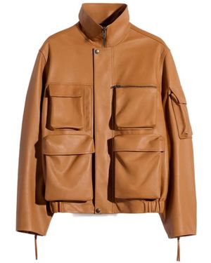 Lemaire Multipocket Leather Jacket - Brown