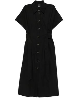 Pinko Midi Shirt Dress With Belt - Black