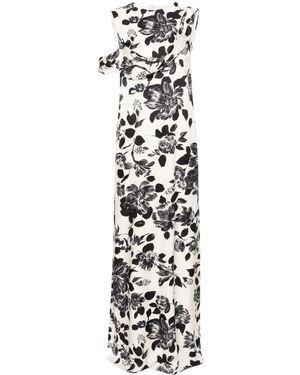 Emilia Wickstead Abito Drifa Lungo A Fiori - Bianco