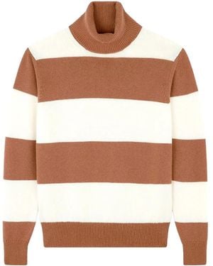 Paul & Shark Turtleneck Striped Sweater - Brown