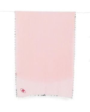 Missoni Logo-Embroidered Frayed Scarf - Pink