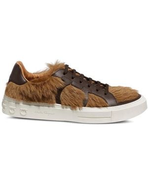 Ferragamo Hair-Calf Leather Sneakers - Brown