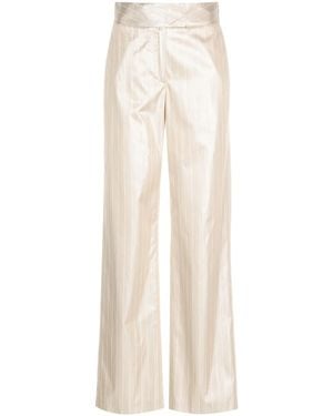 Genny Pinstripe-Pattern Wide-Leg Trousers - White