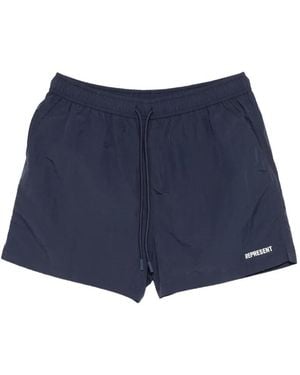 Represent Drawstring-Fastening Swim Shorts - Blue