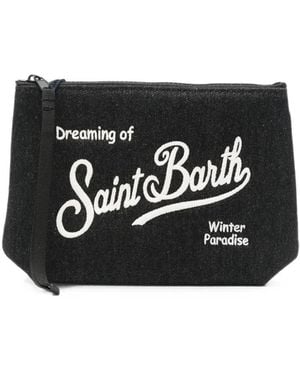 MC2 Saint Barth Aline Logo-Embroidered Clutch Bag - Black