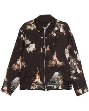 Undercover Floral Print Zip Jacket - Black