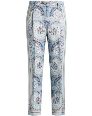 Etro Pantaloni Regular Con Stampa Paisley - Blu