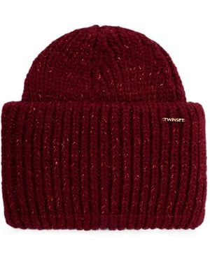 Twinset Knitted Beanie With Lurex - Red