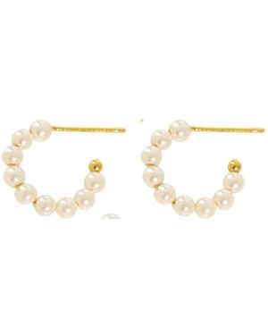Hzmer Jewelry Pearl-Embellished Hoop Earrings - Natural