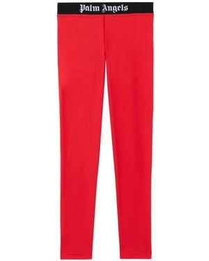 Palm Angels Logo Elasticated Leggings - Red