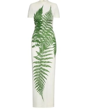 Oscar de la Renta Fern-Print Jersey Maxi Dress - Green