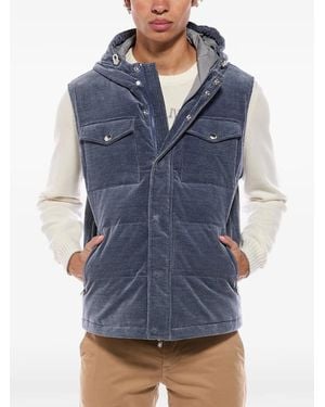 Brunello Cucinelli Corduroy Hooded Gilet - Blue