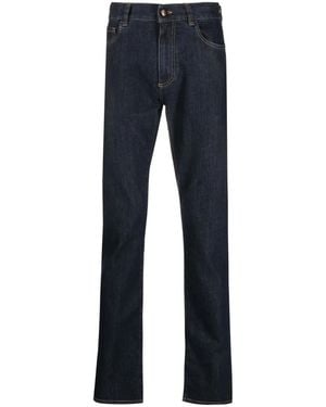 Canali Low-Rise Straight-Leg Trousers - Blue
