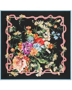 Dolce & Gabbana Foulard Con Stampa A Fiori - Nero
