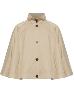 Max Mara Water-Repellent Loose-Fit Gabardine Cape - Natural