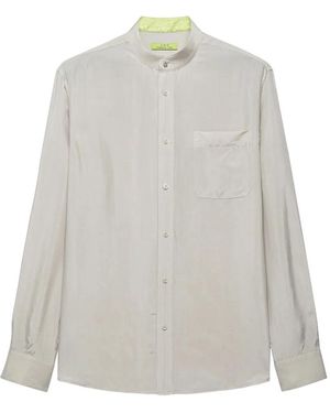 Shanghai Tang Fortune Mandarin-Collar Chest-Pocket Shirt - White