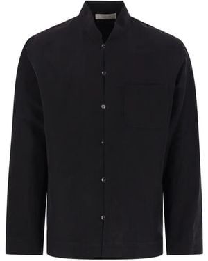 Umit Benan Camisa Con Cuello Mao - Negro