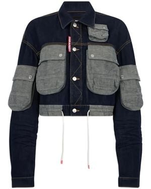 DSquared² Multi-Pocket Cropped Denim Jacket - Blue