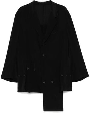 Yohji Yamamoto Zijden Jas - Zwart
