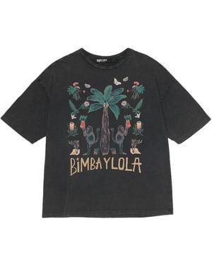Bimba Y Lola Tropical-Print T-Shirt - Black