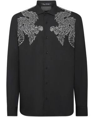 Philipp Plein Graphic Crystal-Embellished Shirt - Black