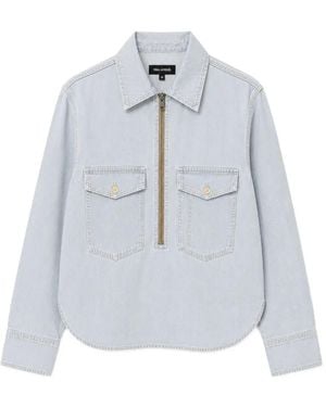 Yigal Azrouël Rose Zip-Up Denim Shirt - Grey