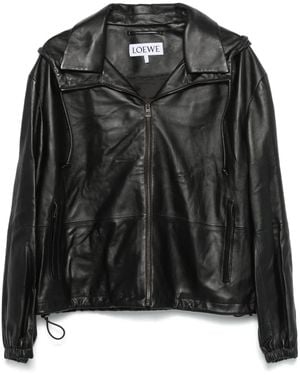 Loewe フーデッド レザージャケット - ブラック