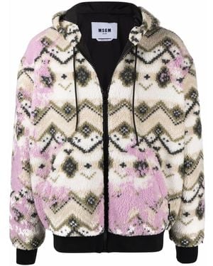 MSGM Geometric Print Hooded Jacket - Pink