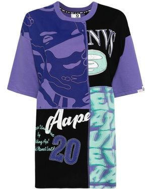 Aape By A Bathing Ape Graphic-Print Cotton T-Shirt - Blue