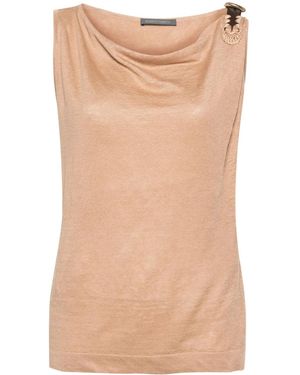Alberta Ferretti Belted-Shoulder Tank Top - Natural