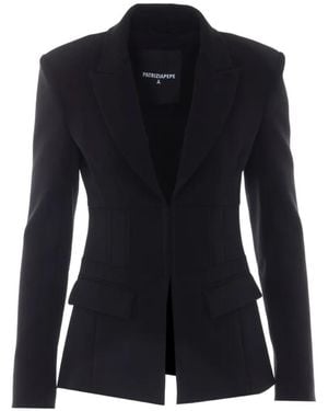 Patrizia Pepe Peak-Lapel Corset-Waist Blazer - Black