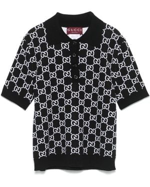 Gucci Reversible Gg-Jacquard Polo Top - Black