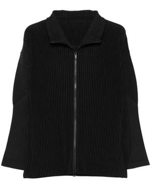 Homme Plissé Issey Miyake Plissé-effect zip-up cardigan - Schwarz