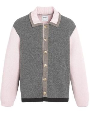 Barrie Colour-Block Buttoned Cardigan - Gray