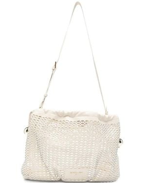 Patrizia Pepe Medium Bubble Leather Shoulder Bag - White