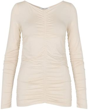 Samsøe & Samsøe Ulrika Gathered-Detail T-Shirt - Natural