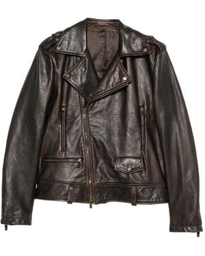 Salvatore Santoro Leather Biker Jacket - Black