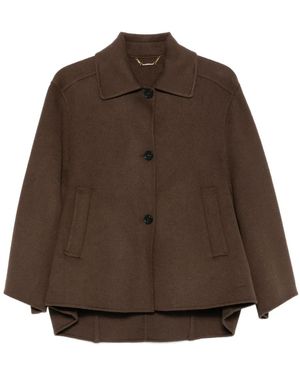Seventy High-Low Buttoned-Up Jacket - Brown