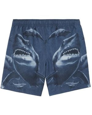 Burberry Shark-Print Swim Shorts - Blue