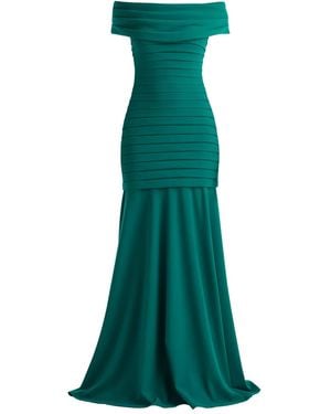 Tadashi Shoji Off-Shoulder Pleated Maxi Dress - Green