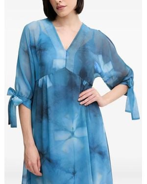 Sandro Ferrone Vestido midi con estampado floral - Azul