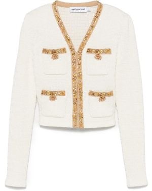 Self-Portrait Embellished Jacket - Natural
